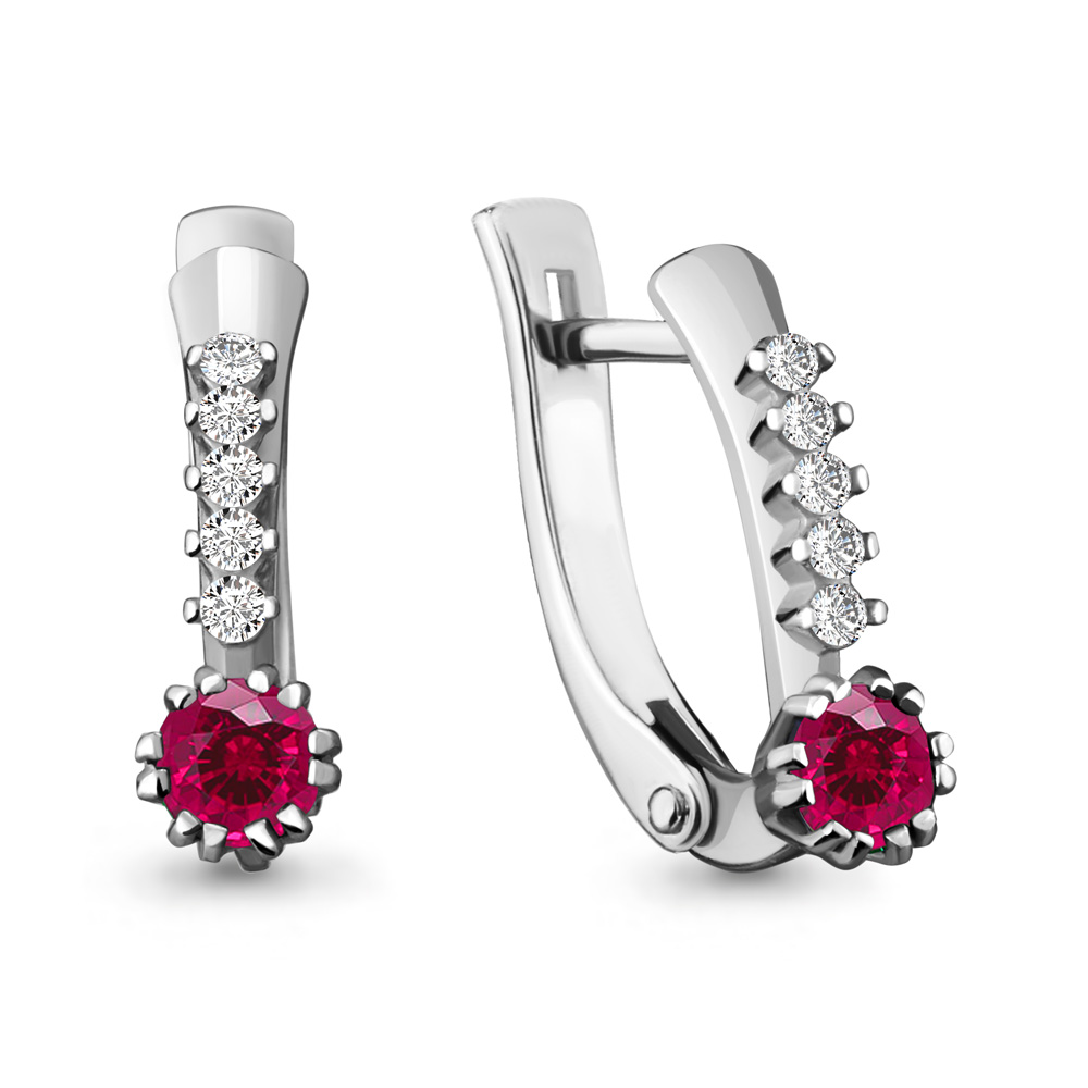 42883В Серьги из Серебра с корундами иск., фианитами