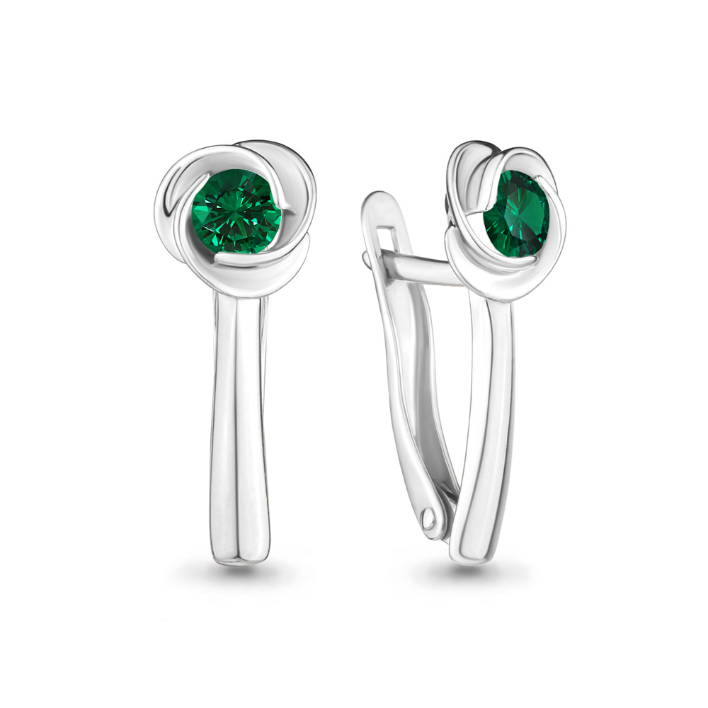 42886П Серьги из Серебра с наноизумрудами