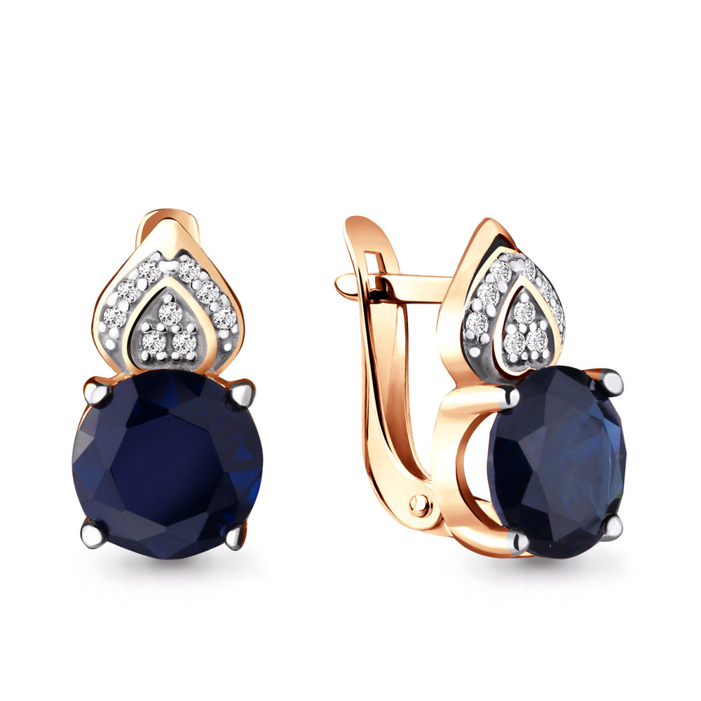 42890Б Серьги из Золота с наносапфирами, фианитами из коллекции "Клеопатра"