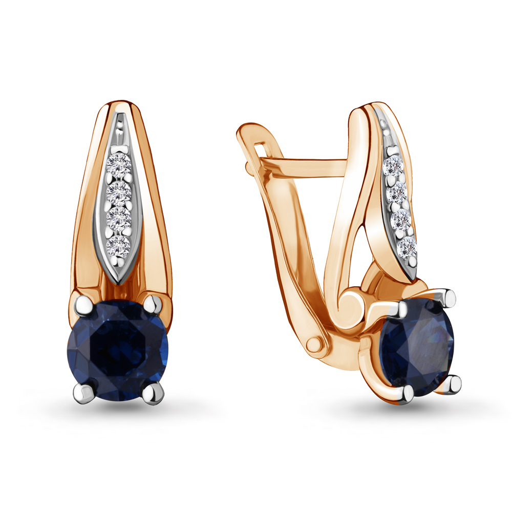 42966Б Серьги из Золота с наносапфирами, фианитами из коллекции "Клеопатра"