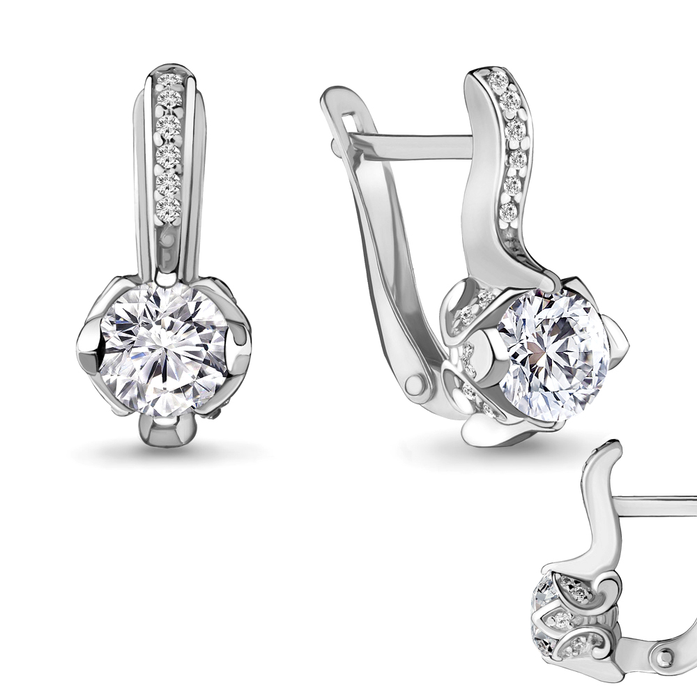 42969А Серьги из Серебра с фианитами