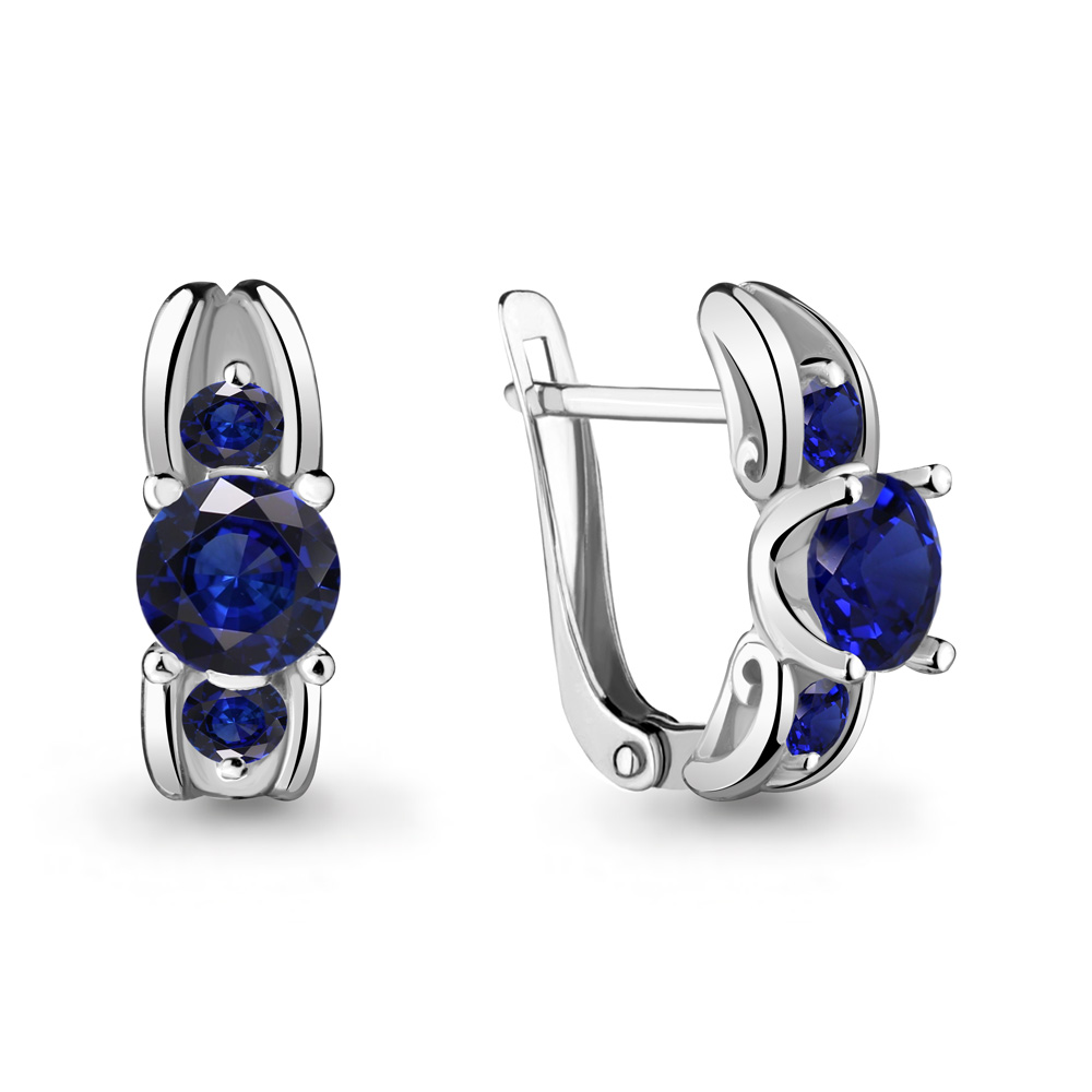 42971Н Серьги из Серебра с наносапфирами из коллекции "Клеопатра"