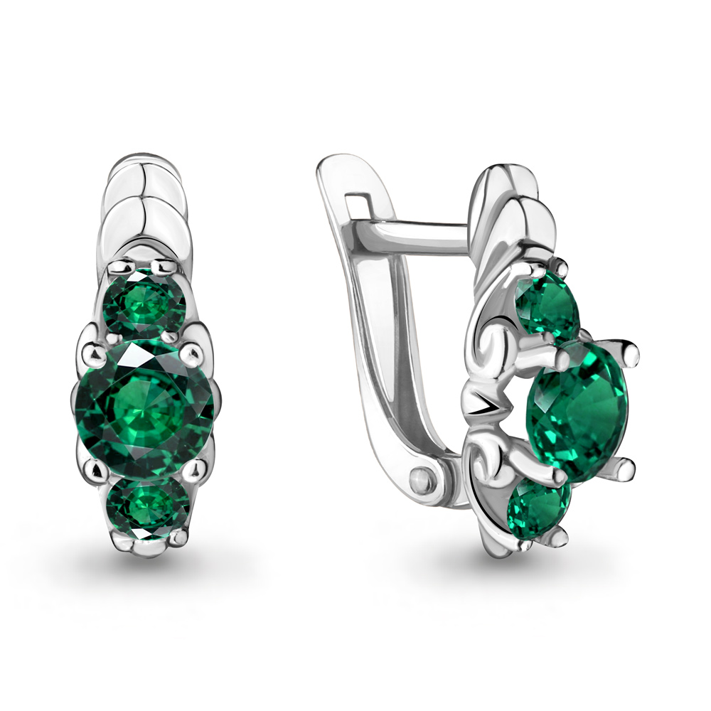 42975П Серьги из Серебра с наноизумрудами