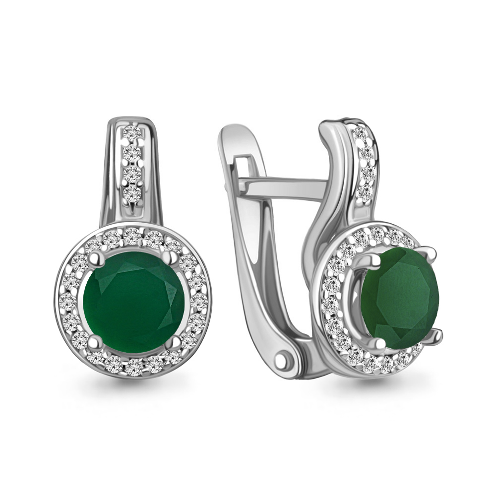4298109А Серьги из Серебра с агатами, фианитами