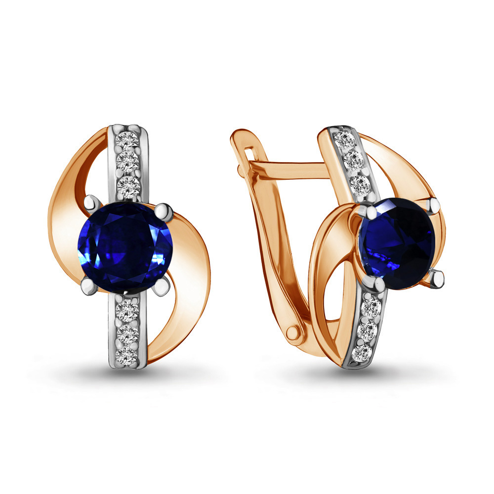 42986Б Серьги из Золота с наносапфирами, фианитами из коллекции "Клеопатра"