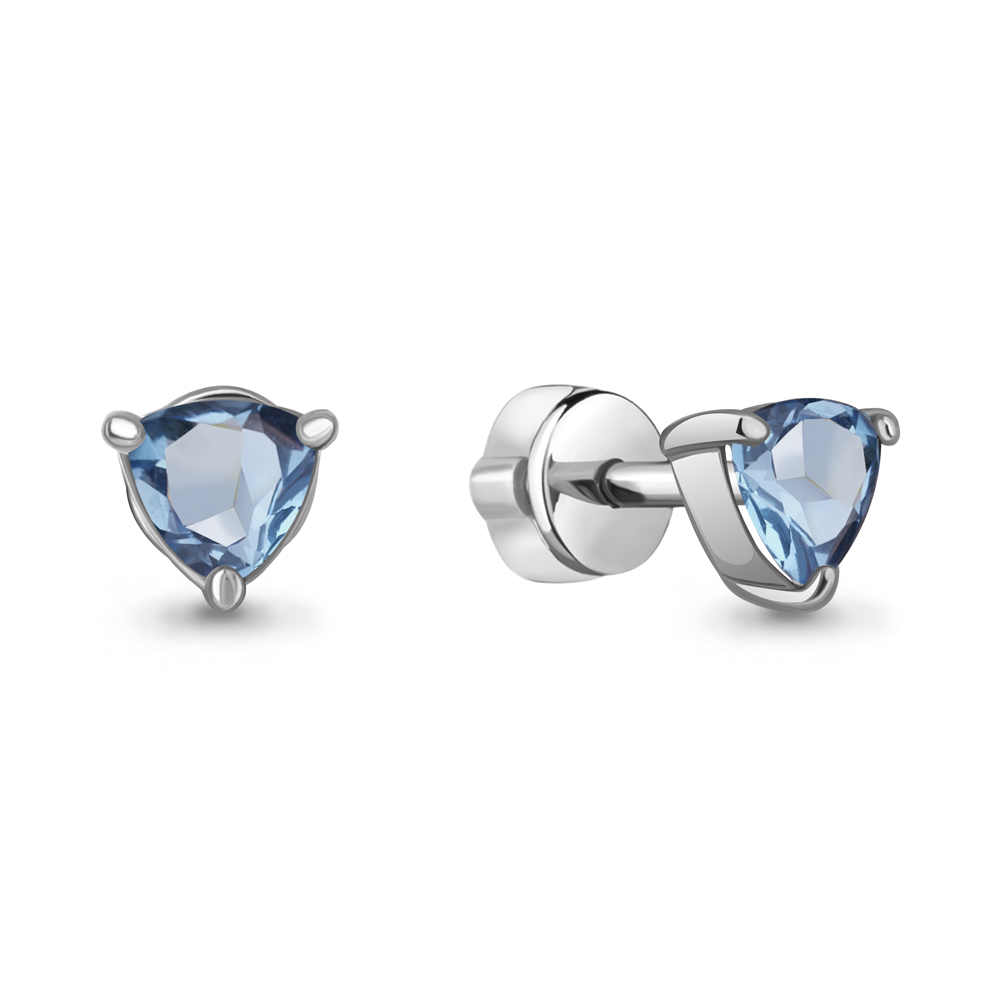 4319805 Серьги из Серебра с топазами свисс блю