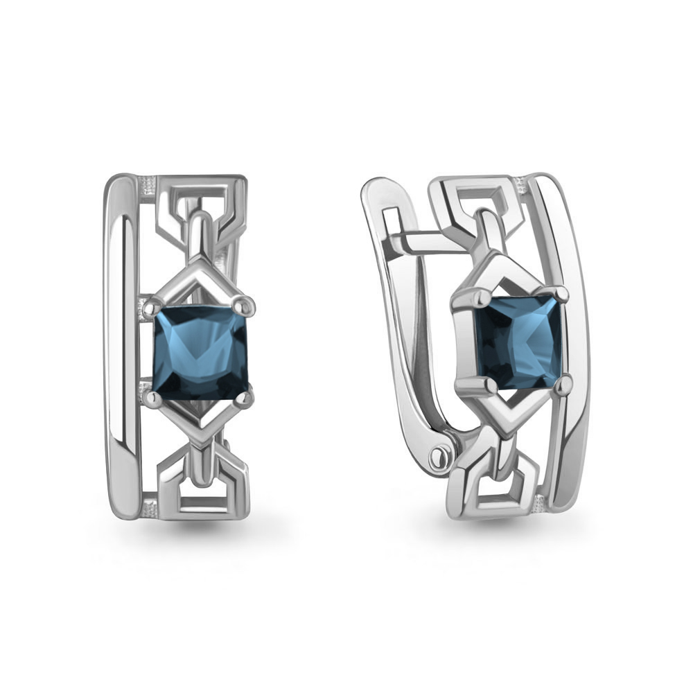 4320508 Серьги из Серебра с топазами лондон блю