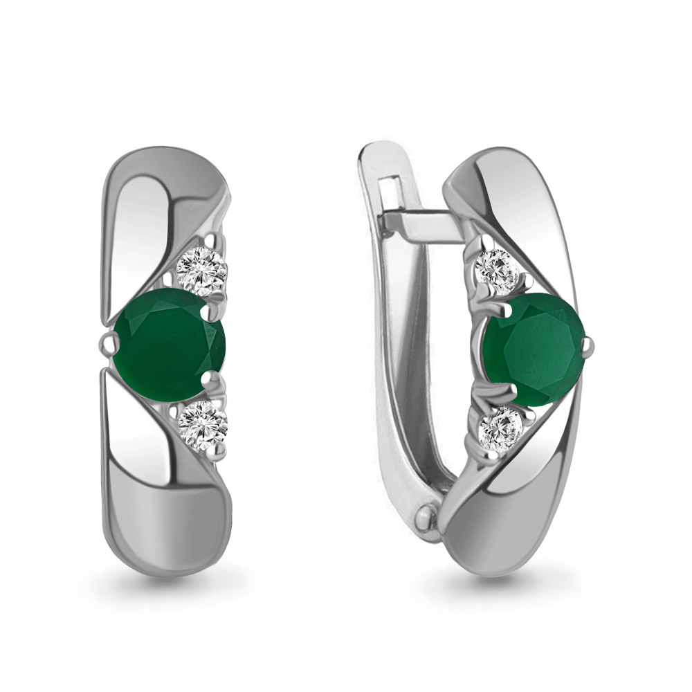 4321109А Серьги из Серебра с агатами, фианитами