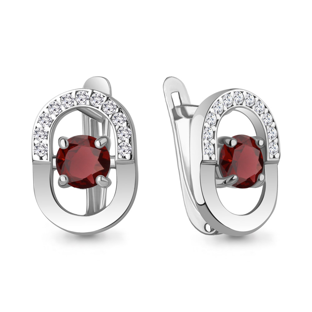 4321303А Серьги из Серебра с гранатами, фианитами из коллекции "BUARO"