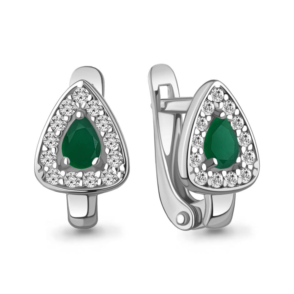 4321709А Серьги из Серебра с агатами, фианитами
