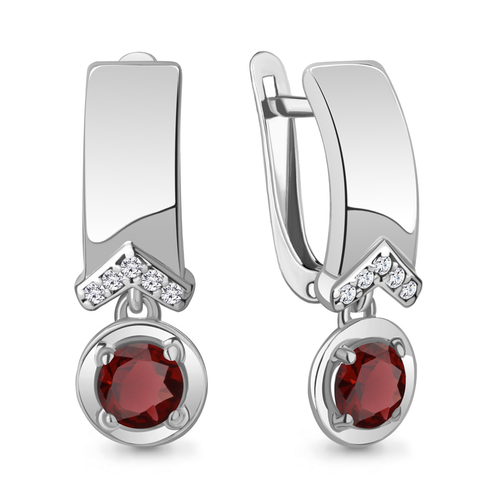 4322003А Серьги из Серебра с гранатами, фианитами из коллекции "BUARO"