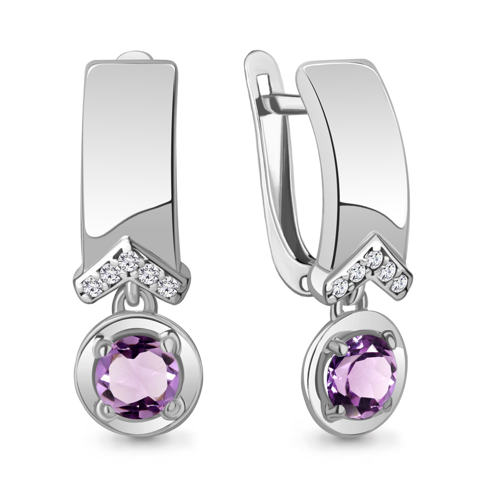 4322004А Серьги из Серебра с аметистами, фианитами из коллекции "BUARO"
