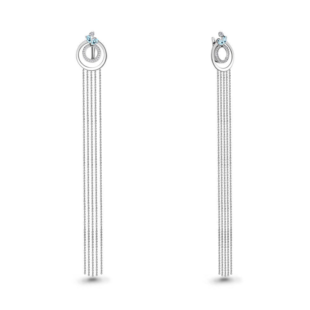 4322602А Серьги из Серебра с топазами скай блю, фианитами из коллекции "BUARO"