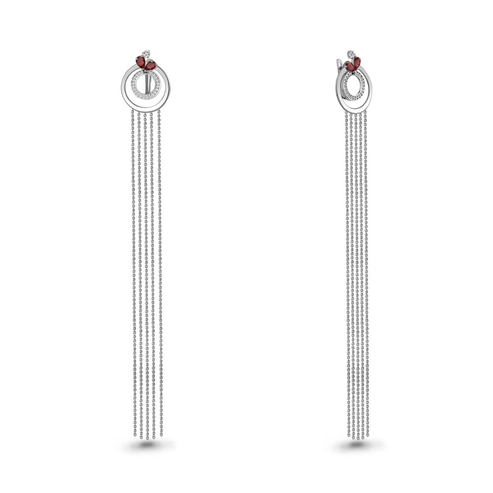 4322603А Серьги из Серебра с гранатами, фианитами из коллекции "BUARO"