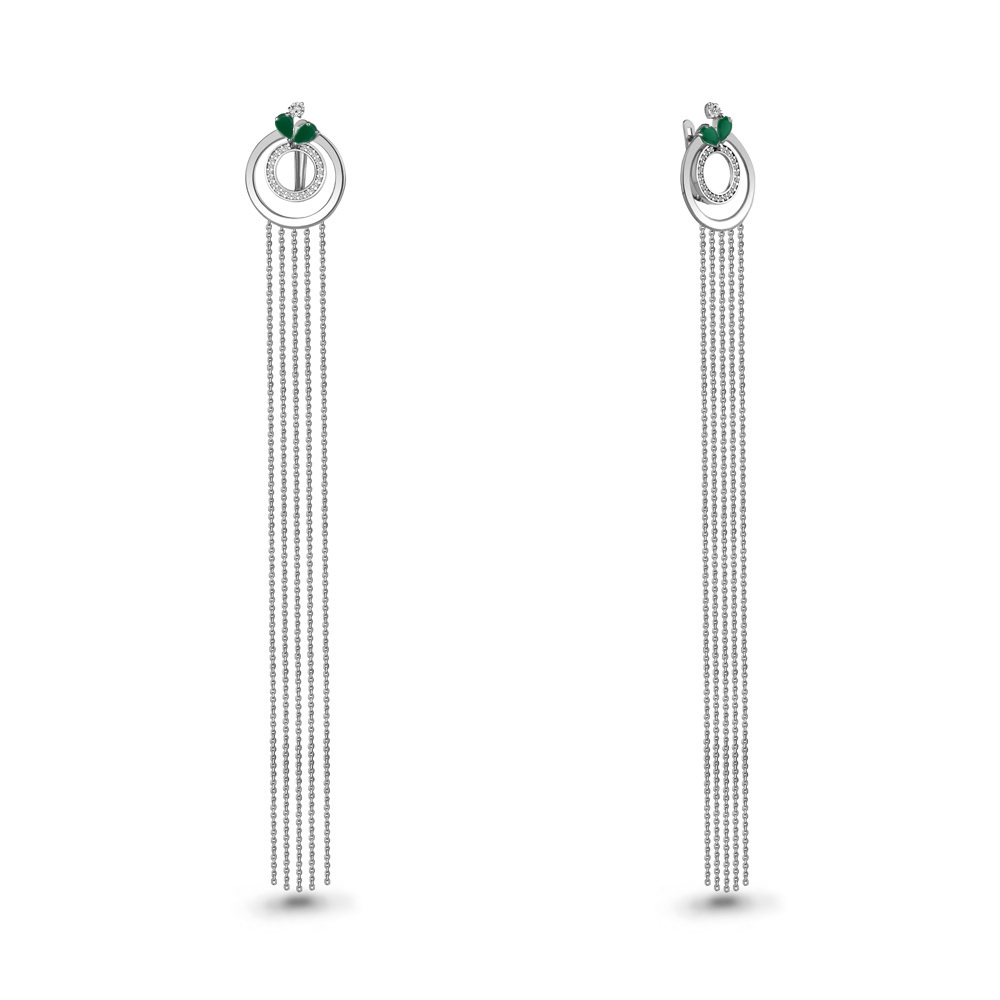 4322609А Серьги из Серебра с агатами, фианитами из коллекции "BUARO"