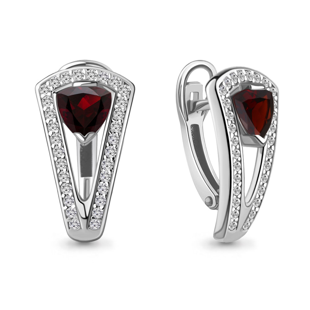 4324203А Серьги из Серебра с гранатами, фианитами из коллекции "BUARO"