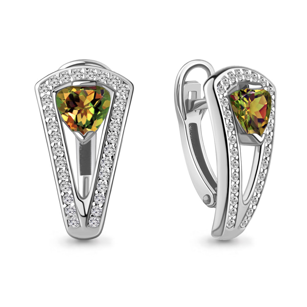 4324219А Серьги из Серебра с султанитами иск., фианитами из коллекции "BUARO"