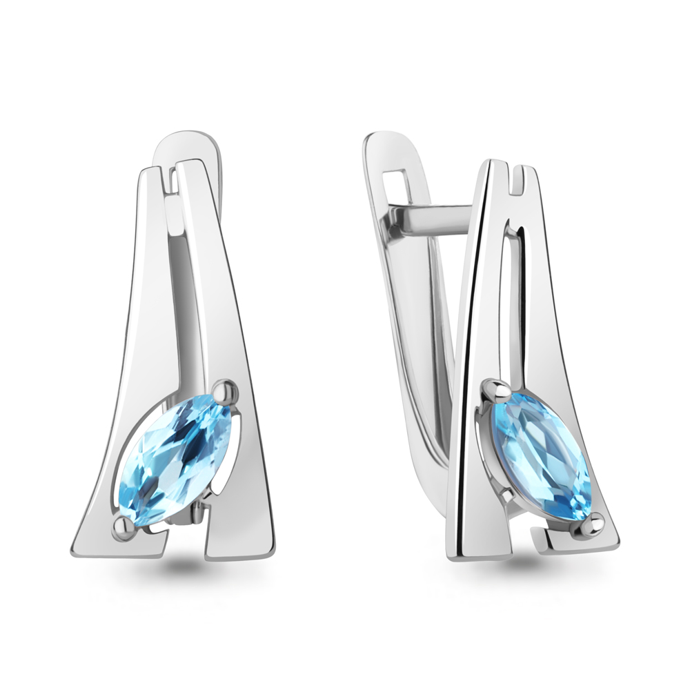 4324302 Серьги из Серебра с топазами скай блю