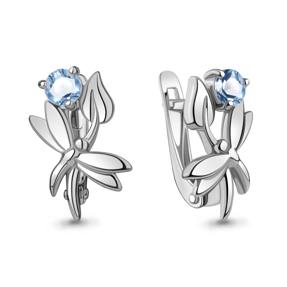 4326005 Серьги из Серебра с топазами свисс блю