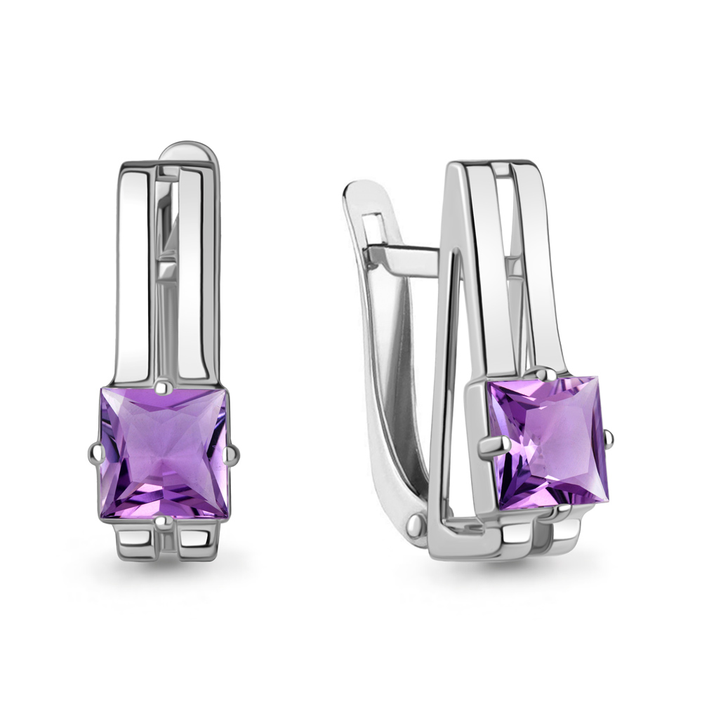 4326304 Серьги из Серебра с аметистами