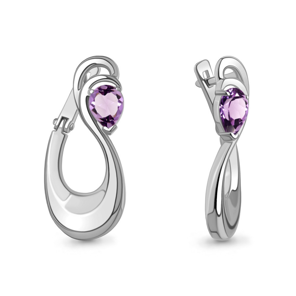 4326804 Серьги из Серебра с аметистами