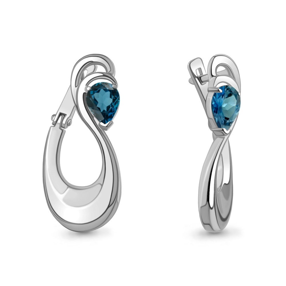 4326808 Серьги из Серебра с топазами лондон блю
