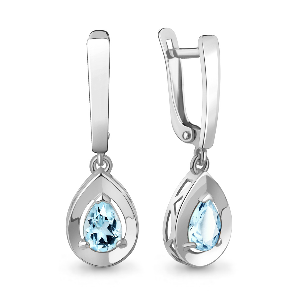 4327202 Серьги из Серебра с топазами скай блю