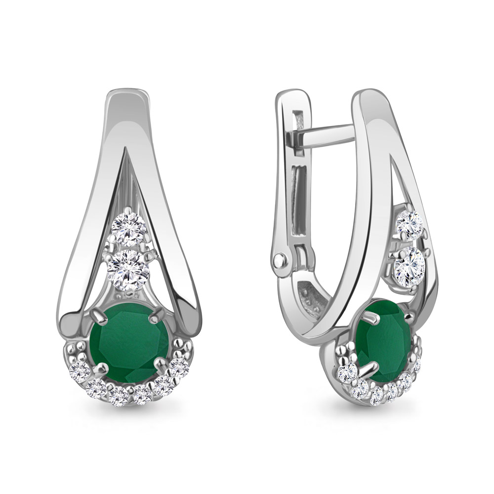 4327609А Серьги из Серебра с агатами, фианитами