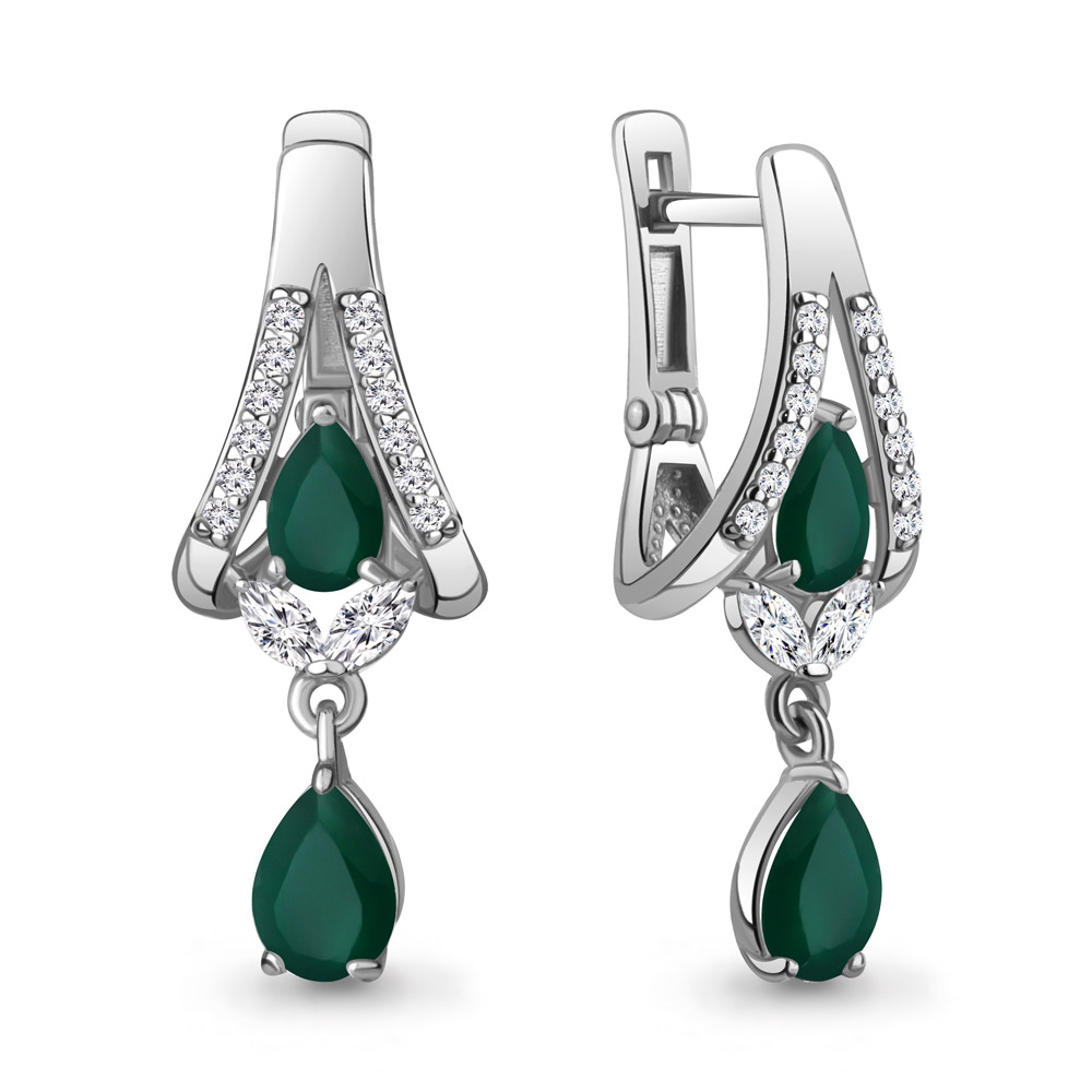 4327809А Серьги из Серебра с агатами, фианитами