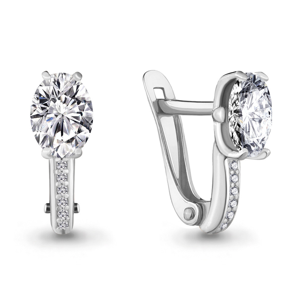 433951А Серьги из Серебра с фианитами