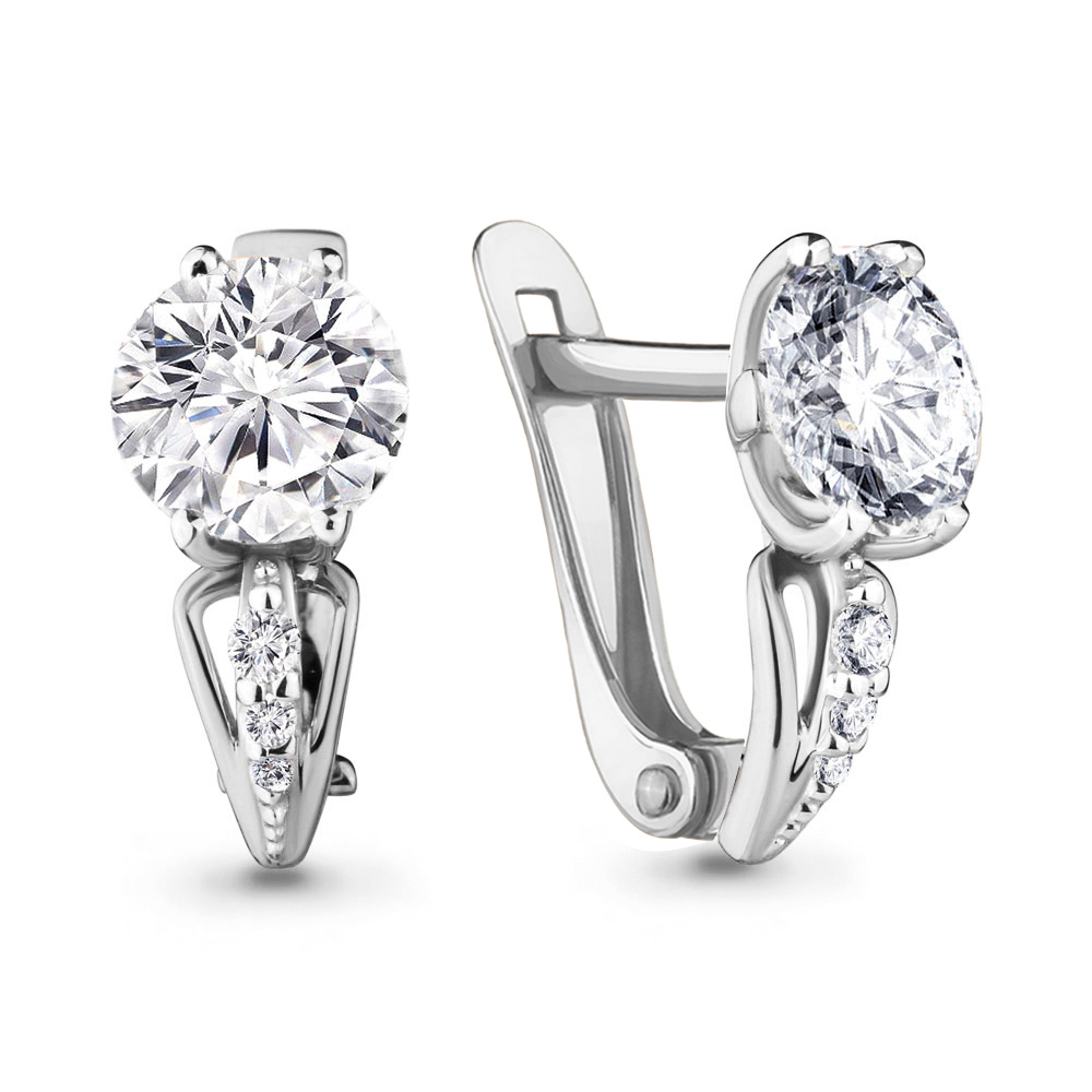 433981А Серьги из Серебра с фианитами