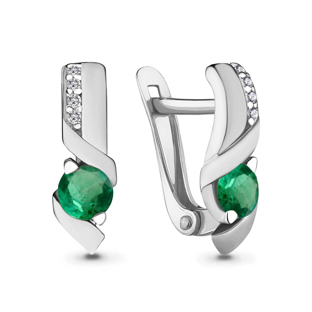 43403Г Серьги из Серебра с наноизумрудами, фианитами