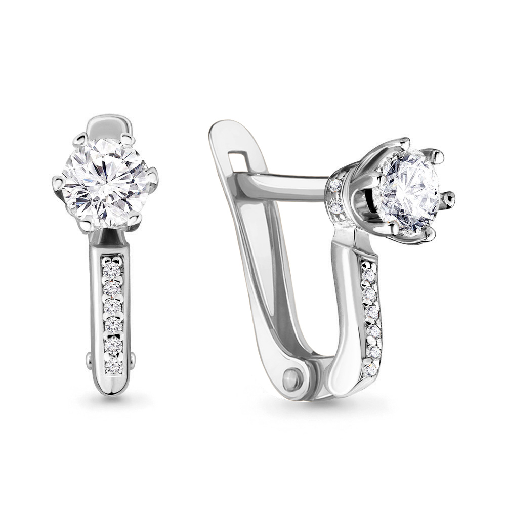 434121А Серьги из Серебра с фианитами