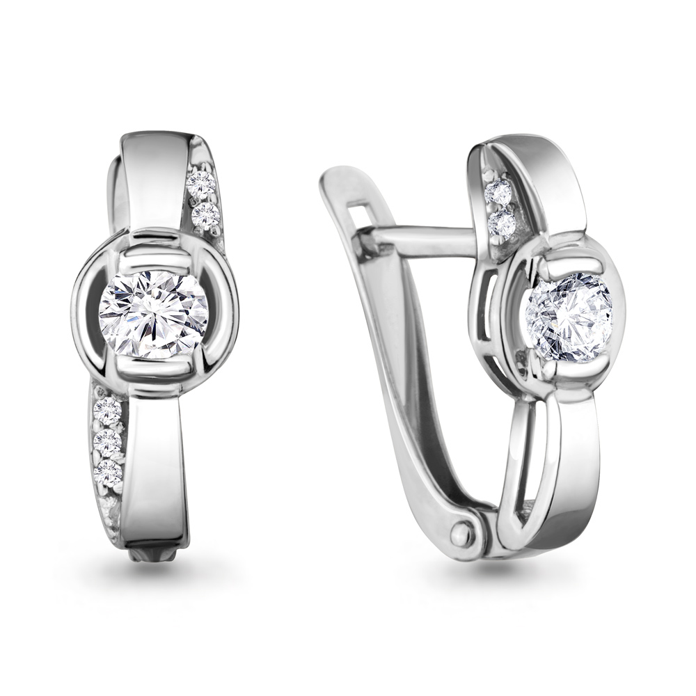 434271А Серьги из Серебра с фианитами