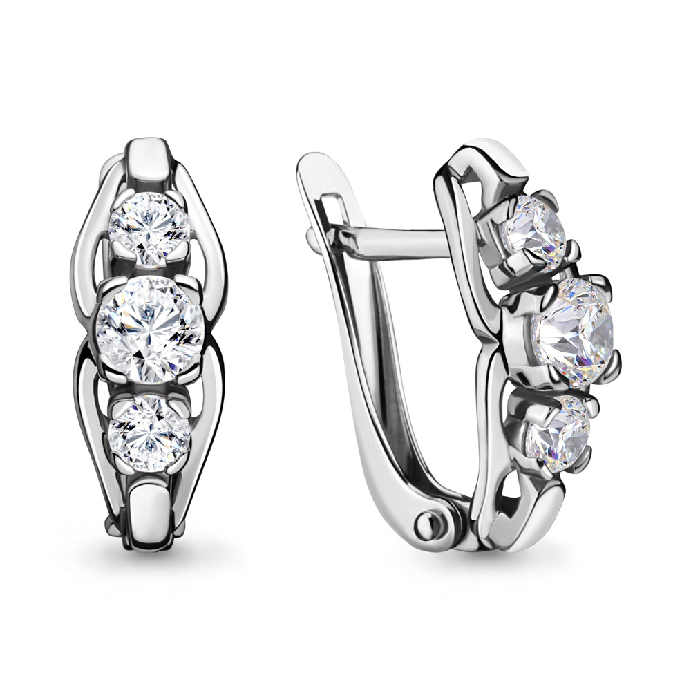 434281 Серьги из Серебра с фианитами