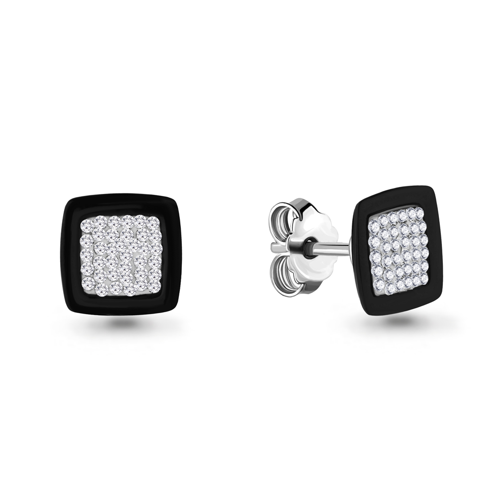 43452 Серьги из Серебра с керамическим покрытием, стёклами