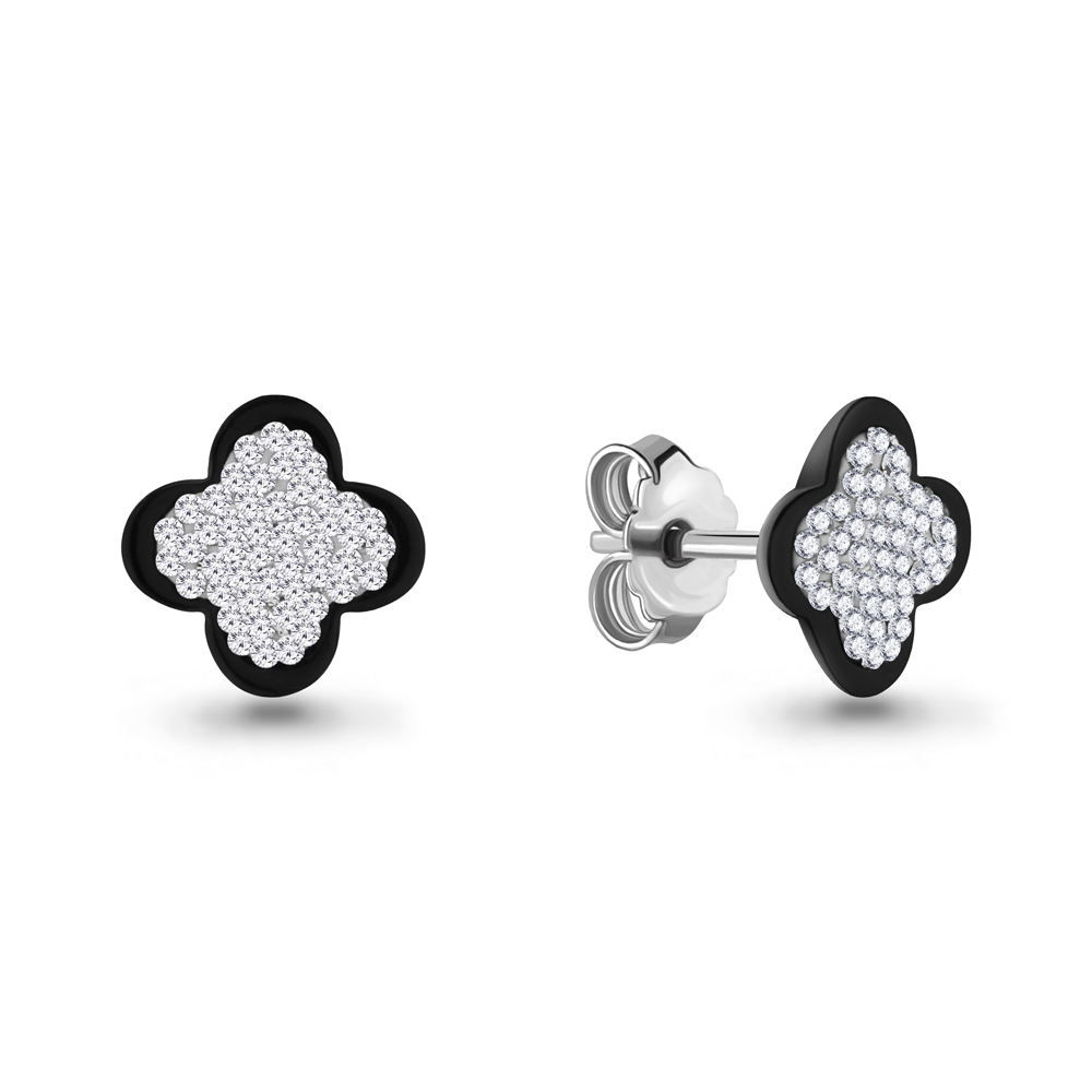 43454 Серьги из Серебра с керамическим покрытием, стёклами