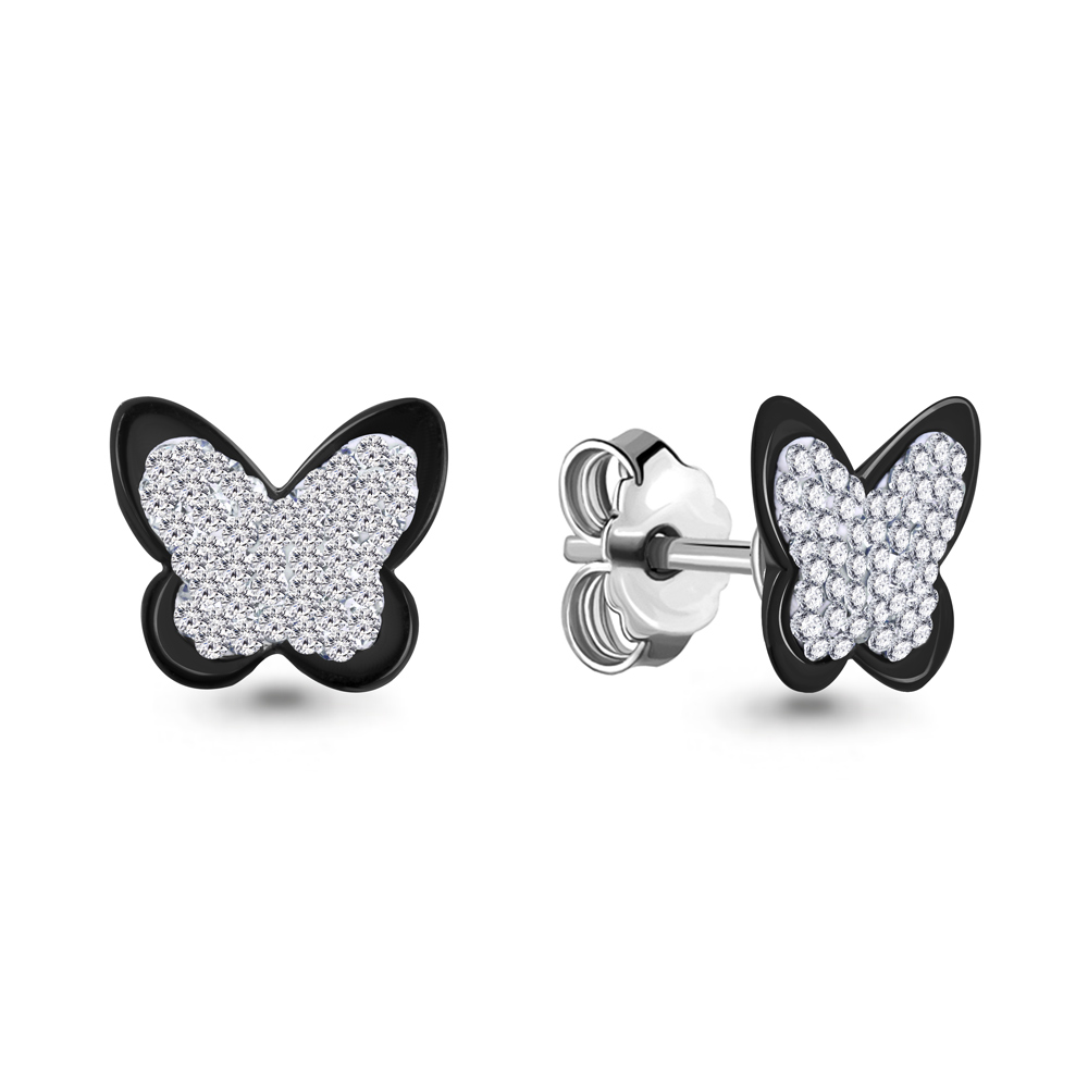 43455 Серьги из Серебра с керамическим покрытием, стёклами