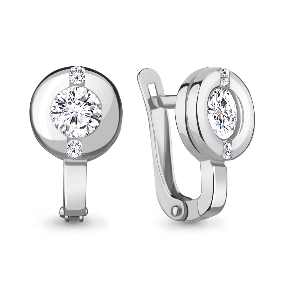 43471А Серьги из Серебра с фианитами из коллекции "Round SW"