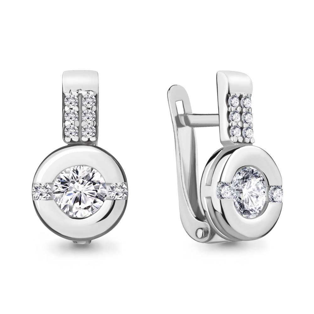 434731А Серьги из Серебра с фианитами