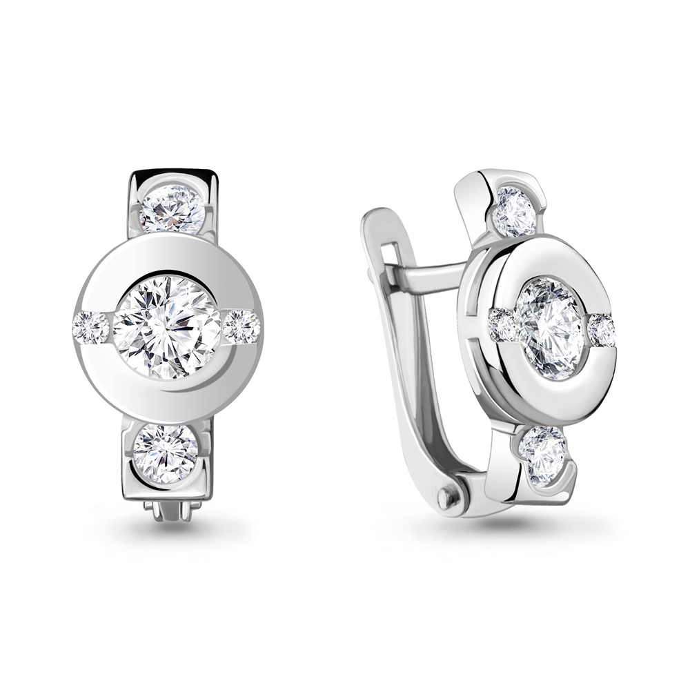 434741А Серьги из Серебра с фианитами