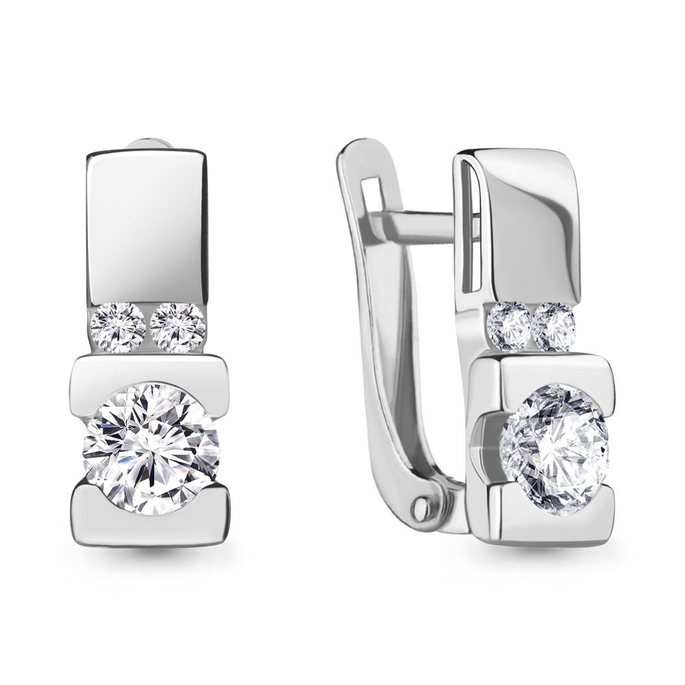 434761А Серьги из Серебра с фианитами