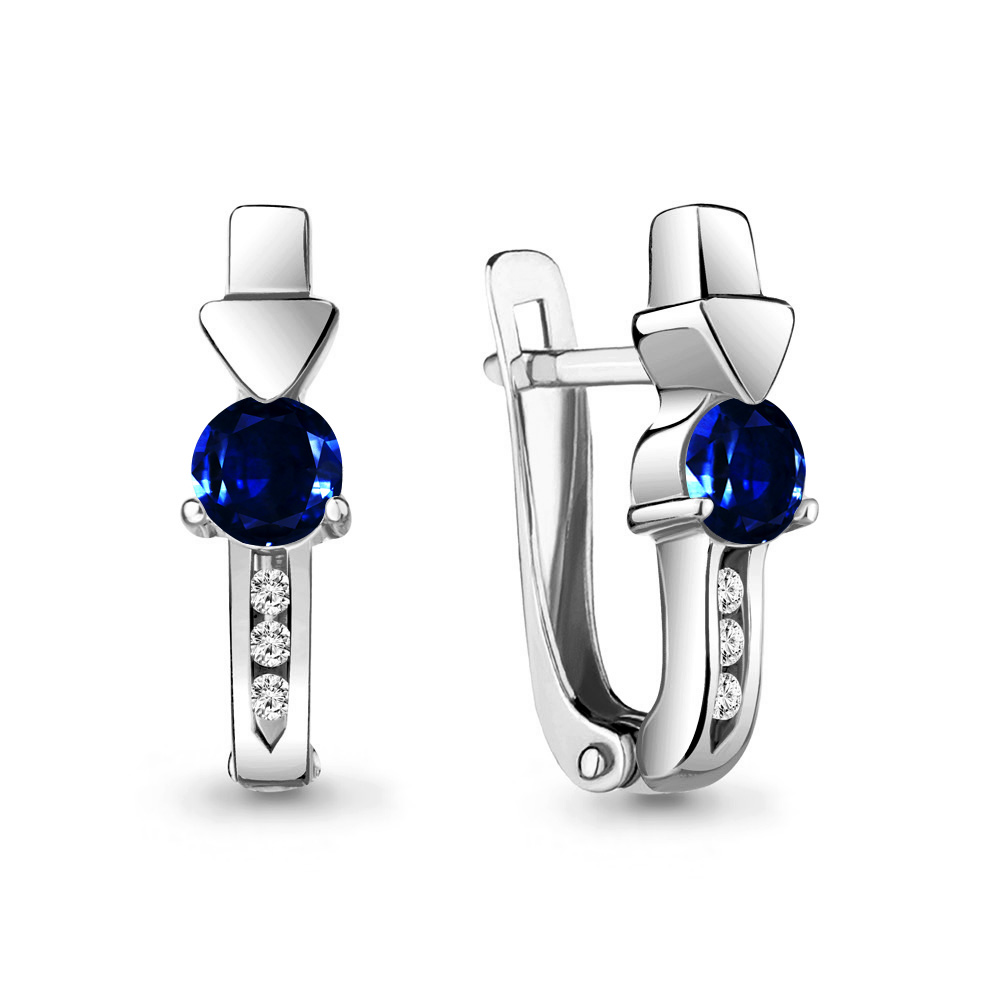 43478АБ Серьги из Серебра с наносапфирами, фианитами из коллекции "Route"