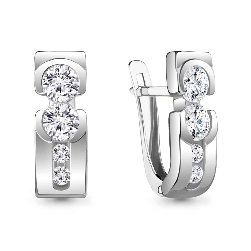 434851А Серьги из Серебра с фианитами