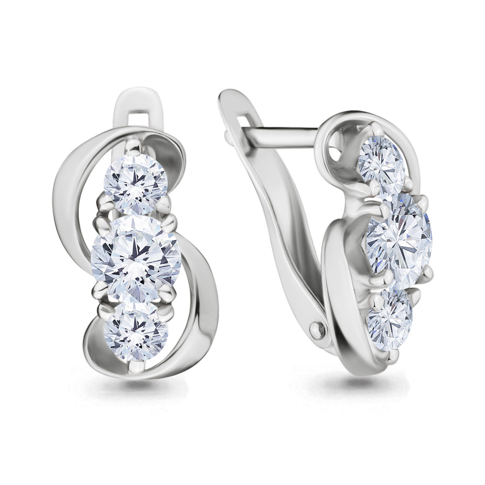 435351 Серьги из Серебра с фианитами