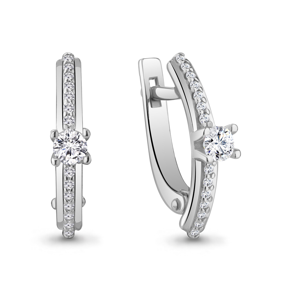 435501А Серьги из Серебра с фианитами