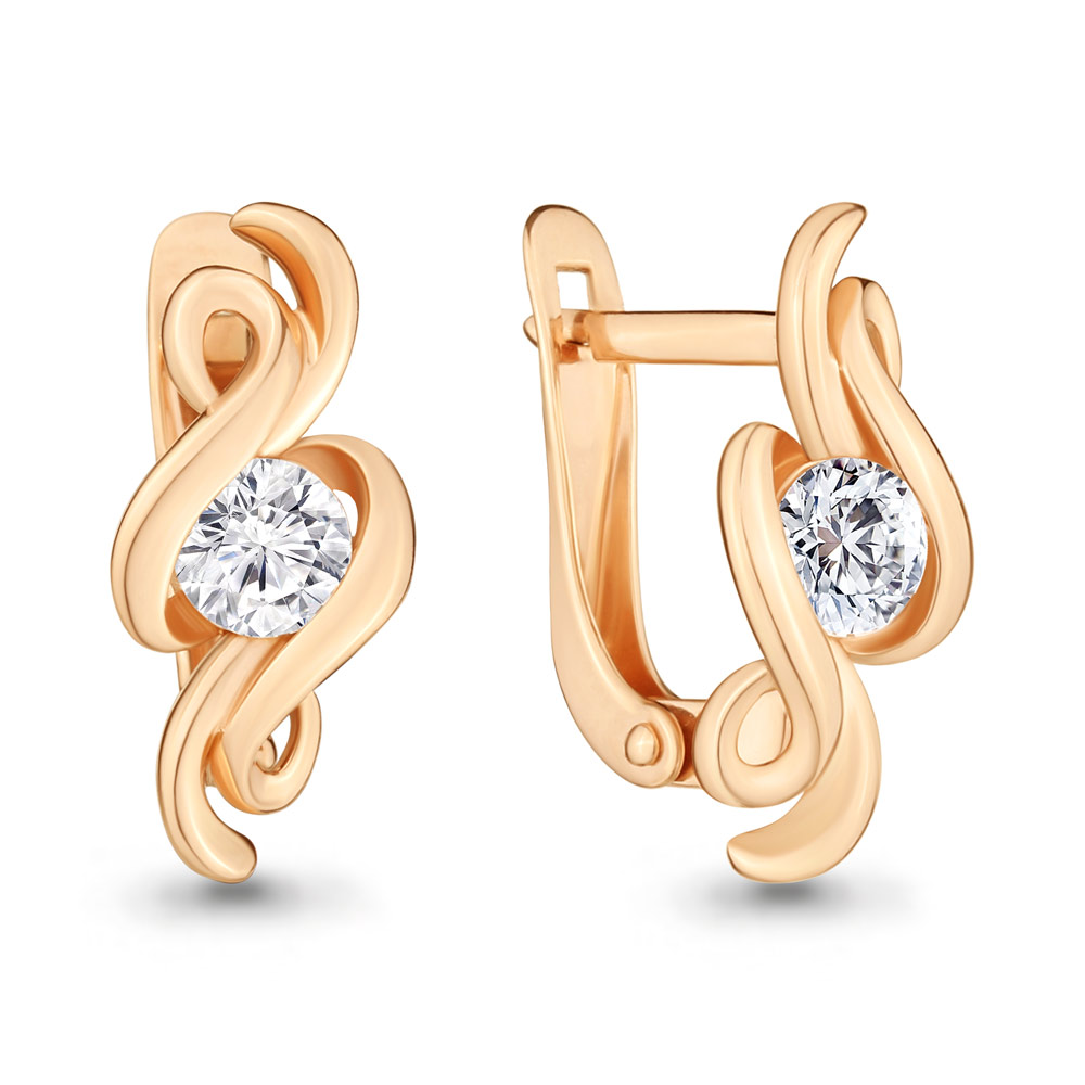 436281 Серьги из Золота с фианитами