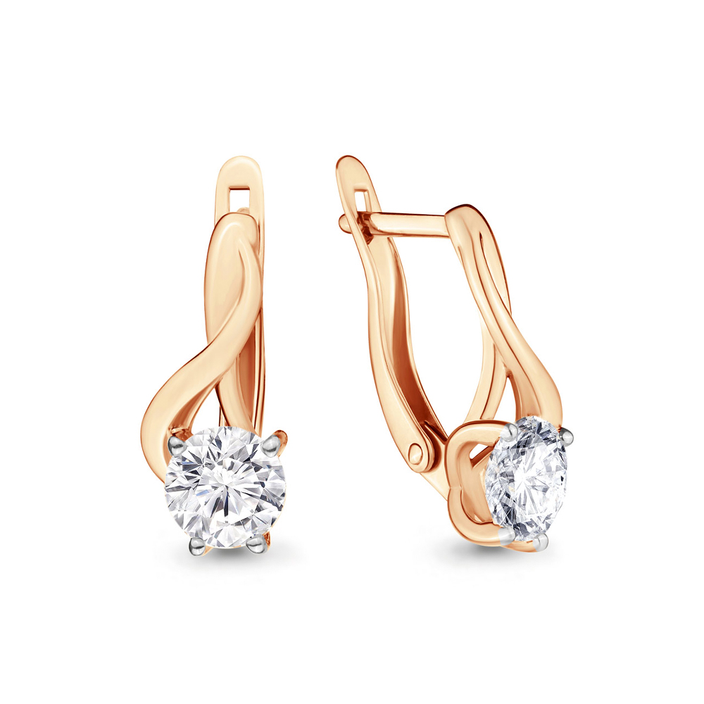 436391 Серьги из Золота с фианитами