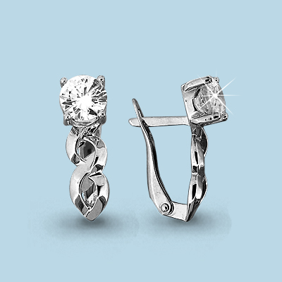 43664 Серьги из Серебра с фианитами