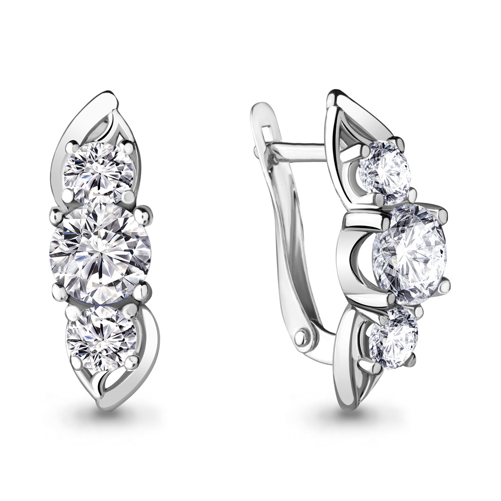 436671А Серьги из Серебра с фианитами